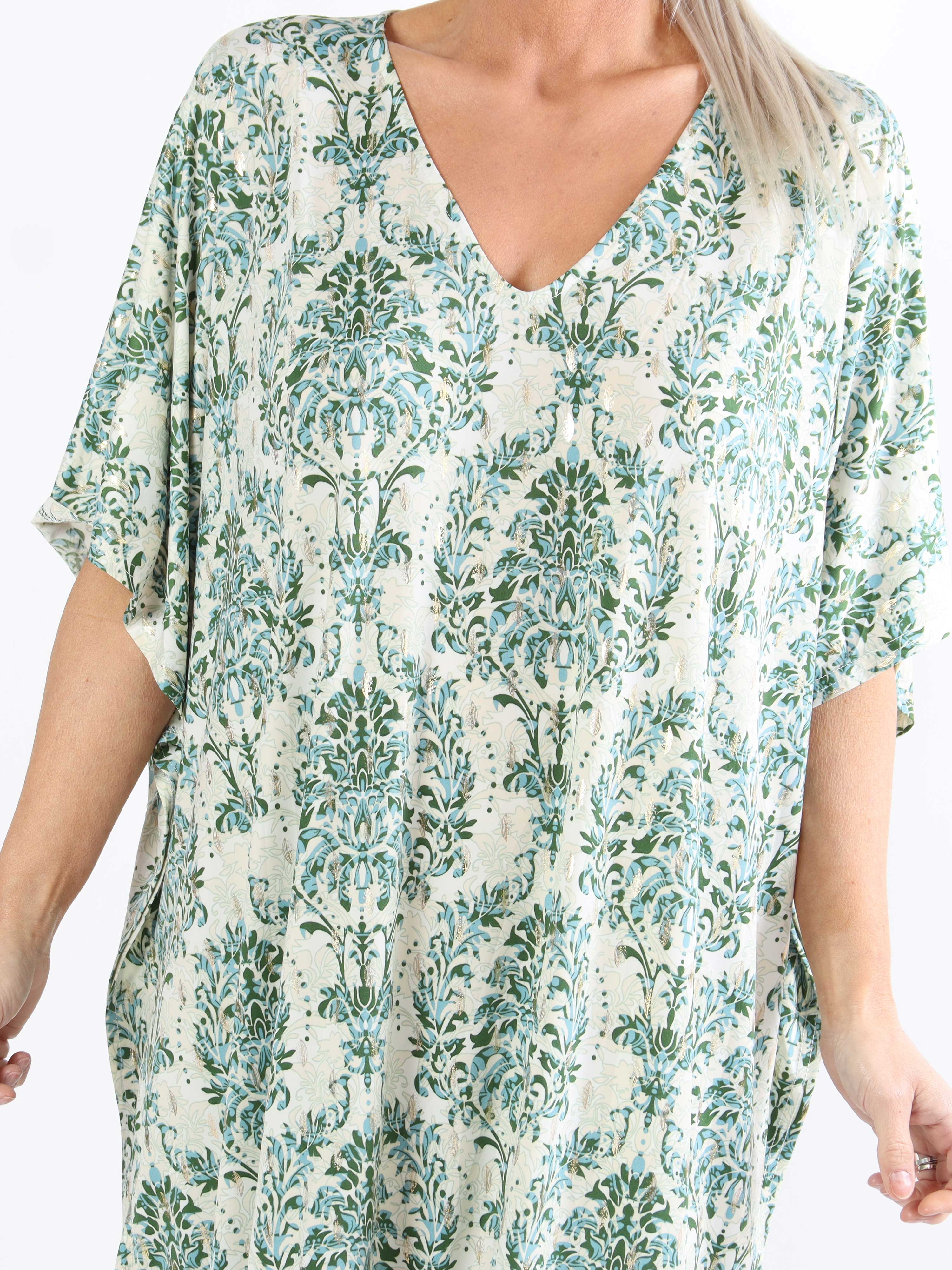 Azmina Royal - Elastisk plus size tunikakjole i loose fit